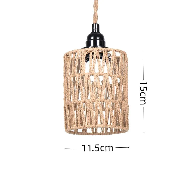 1PC Bohemian Style Handwoven Home Decor Ceiling Lamp Woven Lampshade Rattan Lampshade Pendant Lamp Pendant Lamp Shade 15*11.5cm