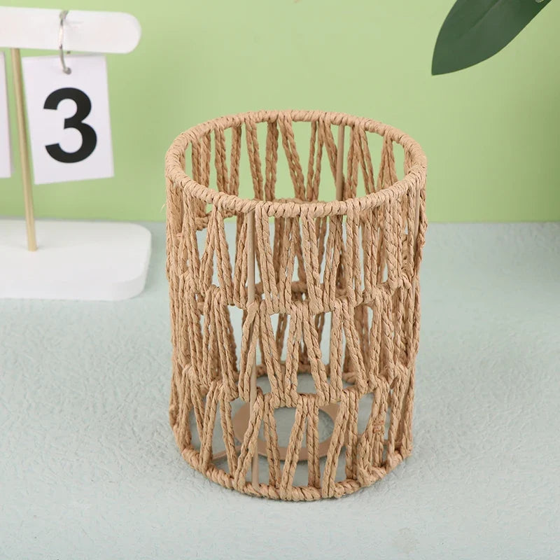 1PC Bohemian Style Handwoven Home Decor Ceiling Lamp Woven Lampshade Rattan Lampshade Pendant Lamp Pendant Lamp Shade 15*11.5cm